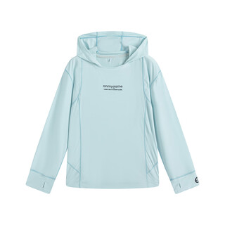 Onmygame girls long-sleeved t-shirt hooded quick-drying breathable sunscreen spring and autumn new top 2025 glacier blue 130 cm