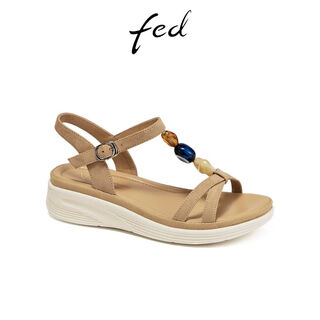 Fed casual vacation sandals summer new women's shoes lucky stone thick-soled roman sandals women's s0609-ya657 apricot 35