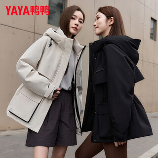 鸭鸭（YAYA）佟丽娅同款派克羽绒服女秋冬显瘦连帽短款百搭派克服冲锋保暖外套