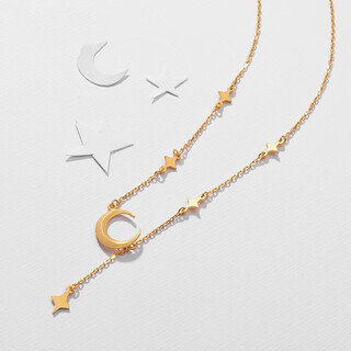 Quamer old phoenix store model yellow star and moon set chain versatile pendant european and american cold style new design star moon star and moon necklace