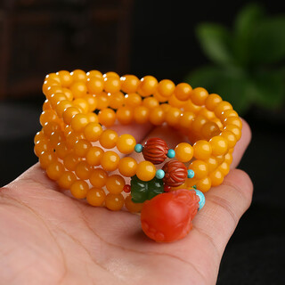 Adrius luxury high-end beeswax bracelet for women multi-ring yellow honey amber bracelet diy pixiu chicken oil yellow 108 bracelets beeswax beads about 6mm