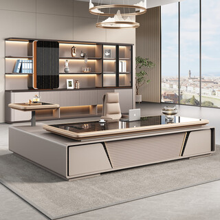 Ostia lifting light luxury boss desk office desk and chair combination simple modern leadership office furniture manager desk executive desk 2.4 meter boss desk + lift table + boss chair