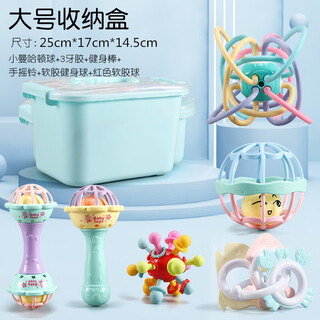 Shixi flower language is suitable for baby teething gum manhattan ball, soft gum molar, baby can chew the chewing gum hand grasp ball massage ball during teething period, small manhattan ball + double hammer + jumping ball + atomic ball