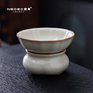 Neoeo neer tea ceremony accessories ceramic tea filter 2025 new tea filter kung fu tea set tea leak combination tea partition filter fair cup ru kiln flower type tea filter set n241