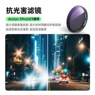 Midiu is suitable for dji dji action4 filter action5prond sports camera light reduction lens set nd8/16/32/64 anti-light damage uv polarizing cpl black soft filter
