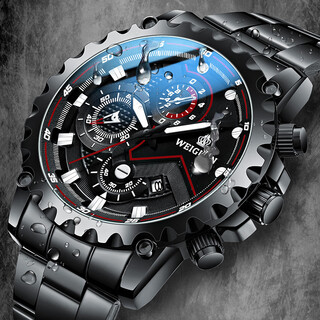 (0.01) 2025 new watch men's fully automatic mechanical watch trendy student sports quartz men's watch 202 black steel with black surface