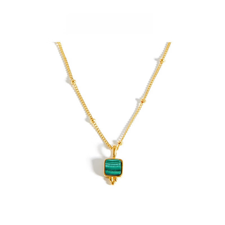 Yibiymissoma malachite clavicle chain classic retro simple small gold bead pendant clavicle chain necklace women gold