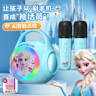 Disney (disney) girl birthday gift for children over 14 years old, little girl, 14-year-old girl daughter, elsa princess toy, play house, elsa double microphone, ai song request, hifi sound quality, disney microphone microphone, elsa princess