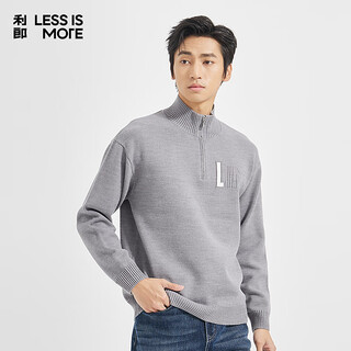 Lilang light fashion men's clothing half cardigan high collar cardigan men's wool acrylic blend skin friendly stretch warm knitted sweater medium gray (1h) l (170)