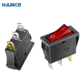 Huijun (huijun) kcd3 ship type switch 11*29mm electrical power button switch 3 feet 2 gears 16a red open with light 5 pieces