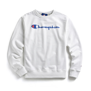 Champion us champion printed cursive logo fall and winter plus velvet round neck loose men's and women's couple sweaters long sleeves off stock clearance white (cursive print) s 100-120jin jin is equal to about 0.5 kg