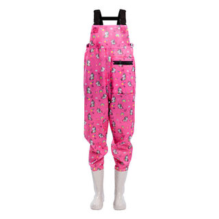 Women's wading clothing, half-length pants for the sea, outdoor one-piece pants, breathable and thickened rain boots, rain pants, one-piece waterproof, women's fairy tale overalls (big pockets) 36/37