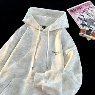 Vuug men's hooded tie-dye sweatshirt spring and autumn design casual loose american couple sweatshirt white xl