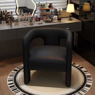 Menile household makeup chair, bedroom stool, dressing table chair, special makeup chair, cloakroom back chair, manicure chair, black, wear-resistant cat scratch leather