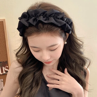 Chimera (chimera) french retro pressed hair hoop high cranium pleated satin face small headband outer hair accessories girl birthday gift