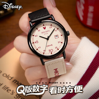 Disney (disney) watch for girls, contrasting color canvas strap quartz watch, junior high school student, good-looking girl, waterproof watch, new year gift