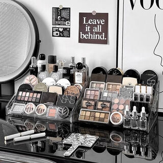 Kaman cosmetics storage box transparent acrylic storage rack dressing table ladder skin care products eye shadow palette perfume display rack seven layers transparent/storage rack 1