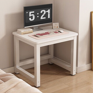 Jin luyuan square side table small table for home bedroom small apartment simple computer table single girl simple desk durable white stone pattern board + white frame length 50x width 40x height 70 (2.5*2.5 legs)