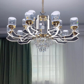 Nvc (nvc) nvc 20252025 new modern light luxury living room chandelier european style crystal lamp arm light-emitting 6 heads three-color dimming without remote control and no security guarantee