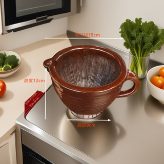 Vinoa household hammered pepper egg pounding pepper machine old-fashioned thickened coarse pottery radium vegetable bowl food grinder garlic jar thickened clay pottery radium bowl medium 18cm (with wooden mallet)