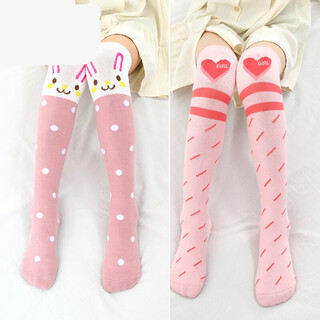 G.duck children's socks pure cotton spring and autumn style baby girls stockings princess socks baby knee-high autumn and winter pile socks stockings pink rabbit + love 2 pairs one size fits all socks length 35cm 1-5 years old height 60-110cm