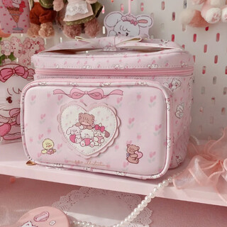 Mikko co-branded large new cosmetic bag storage bag large capacity cute small animal square handbag pink bag