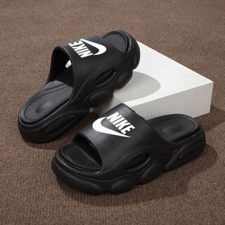 Nba kidsnake-super thick slippers for men, non-slip and anti-odor slippers for men, fashionable thick-soled summer super soft soles for outer wear, nike-black with white hooks, nike-44-45