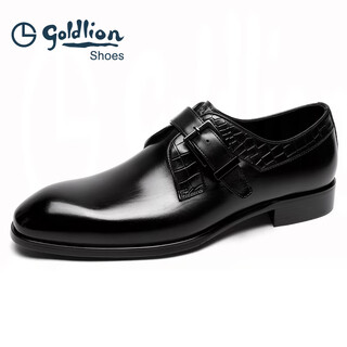 Goldlion men's shoes 2025 spring new business formal leather shoes men's genuine leather groom's wedding shoes mengke shoes black 41 european size (one size larger)