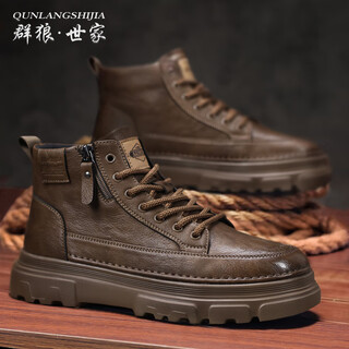 Pack of wolves saga martin boots men's 2025 new autumn and winter genuine leather men's boots thick-soled high-top work boots men's shoes mid-cut sneakers