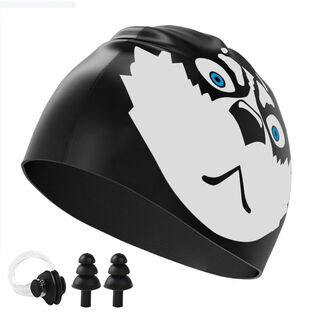 Mountain shoulder pine husky silicone swimming cap, funny high elasticity, enlarged and not tight, cute swimming cap for men and women, waterproof swimming cap, husky waterproof swimming cap + nose clip earplugs, enlarged version