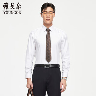 Youngor 200 count tndp no-iron autumn new high-end cotton long-sleeved shirt for men in white 41
