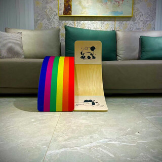 Children's smart board balance board baby's home sensory training equipment yoga indoor exercise rainbow board pilates rainbow double-sided anti-slip balance board (large beech material)