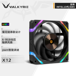 瓦尔基里(VALKYRIE）X12 VK FDB轴承 扇叶二次动平衡 易理线设计 12CM机箱风扇 4Pin PWM ARGB灯效 