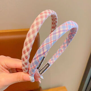 Children's hairband braiding artifact, cute girl's bangs broken hairpin, baby's headband does not hurt hair, girl's stylish hair accessories, pink plaid + blue plaid, 2 pieces