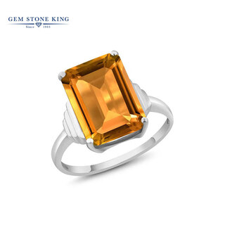 Gem stone king ring women's square citrine amethyst 925 silver fashionable princess colored gemstone women's ring as a gift for mom beautiful no. 5 citrine
