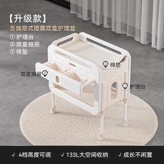 babypods新品/初醒婴儿尿布台护理台桌多功能新生儿换尿布婴儿床 【升级版】护理台+双盒抽屉+棉垫