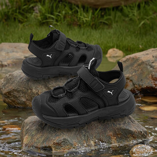 Puma official authentic children's shoes children's sandals and slippers, toe-cap shoes, breathable and comfortable black-puma white 28