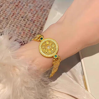 Oine old phoenix 999 gold-plated silver fashion retro national style elegant and smart eight treasure compass gold bracelet eight treasure watch chain length 17cm