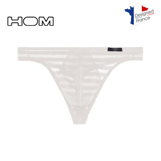 Hom men's lace translucent thong ultra-thin low-waist high-end niche sexy breathable underwear men's genuine white s