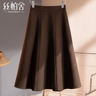 Sibaishe high waist umbrella skirt 2025 autumn new women's commuting simple temperament mid-length a-line skirt