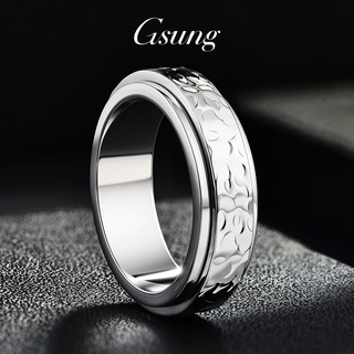 Gsung platinum pt950 rotating crushed ice ring for men, new pure platinum ring for women, shiny inner arc gift, priced by gram, contact before bidding