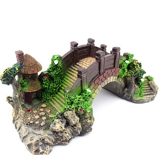 Bird fish tank landscaping small bridge aquarium decoration fake bridge goldfish tank decoration rockery water grass bridge simulation bridge large size trumpet