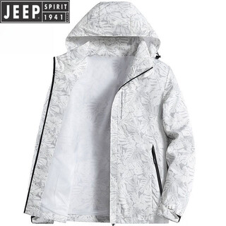 Jeep spirit jeep international brand jacket 2025 autumn and winter new men's outdoor sports hiking and cycling clothing mountaineering clothing light gray edco/high-end 3xl 155-170jin jin equals 0.5 kg