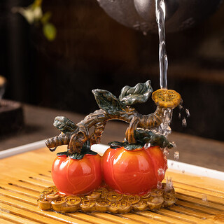 Xixi taitai's creative color-changing persimmon tea pet can raise simulated fruit boutique high-end god of wealth tea set ornaments tea tray decoration tea toy color-changing persimmon-good persimmon in pairs