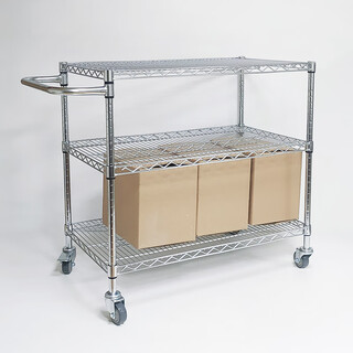 Wen yijia three-layer tool cart stainless steel color turnover rack trolley truck mobile sorting truck puller handle needs to add layers double handle height