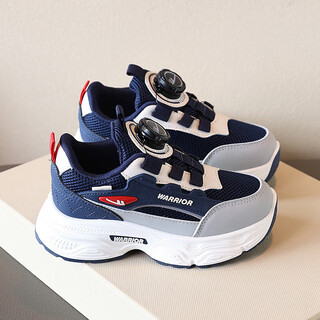 Warrior boys' shoes children's running shoes lightweight girls' sports shoes wz(cl)-0886 dark blue gray rice 35