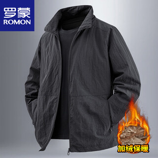 Romon sports jacket men's spring and autumn 2025 new stand-up collar top cycling running windbreaker short outdoor casual jacket black style plus velvet m 100-120jin jin equals 0.5 kg