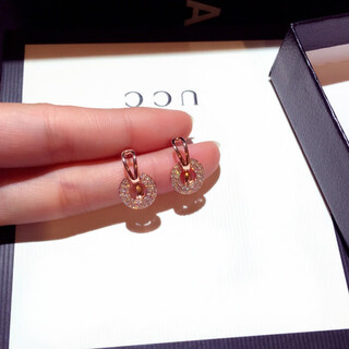 Quamer 2025 new style of earrings for small ears, trendy light luxury round face earrings 18k rose gold earrings, a pair of rose gold earrings