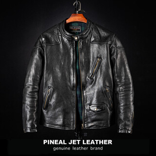 Pjl new men's fashion genuine leather casual retro stand collar washed distressed sheepskin venom black m (130jin jin is equal to 0.5kg or less)