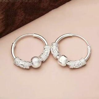Kzd old phoenix 999 pure silver earrings niche design ear buckles light luxury earrings earrings unpopular sterling silver pair sterling silver transfer bead earrings